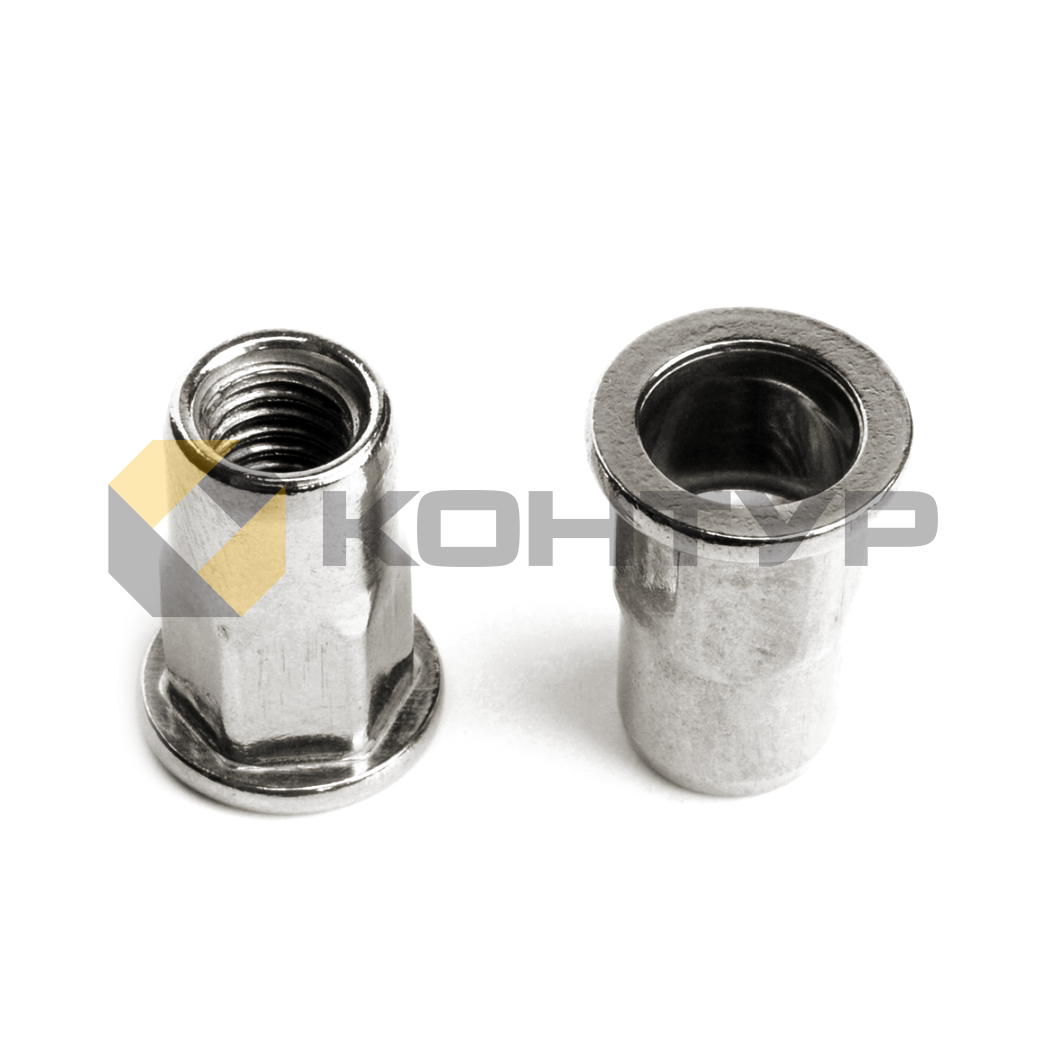 IX-ITTSE M08-C M8 ITTSE/C INOX /1029 А2 М8Х17,5 Заклепка резьбовая полнопроходная, полушестигранная со стандартным бортиком