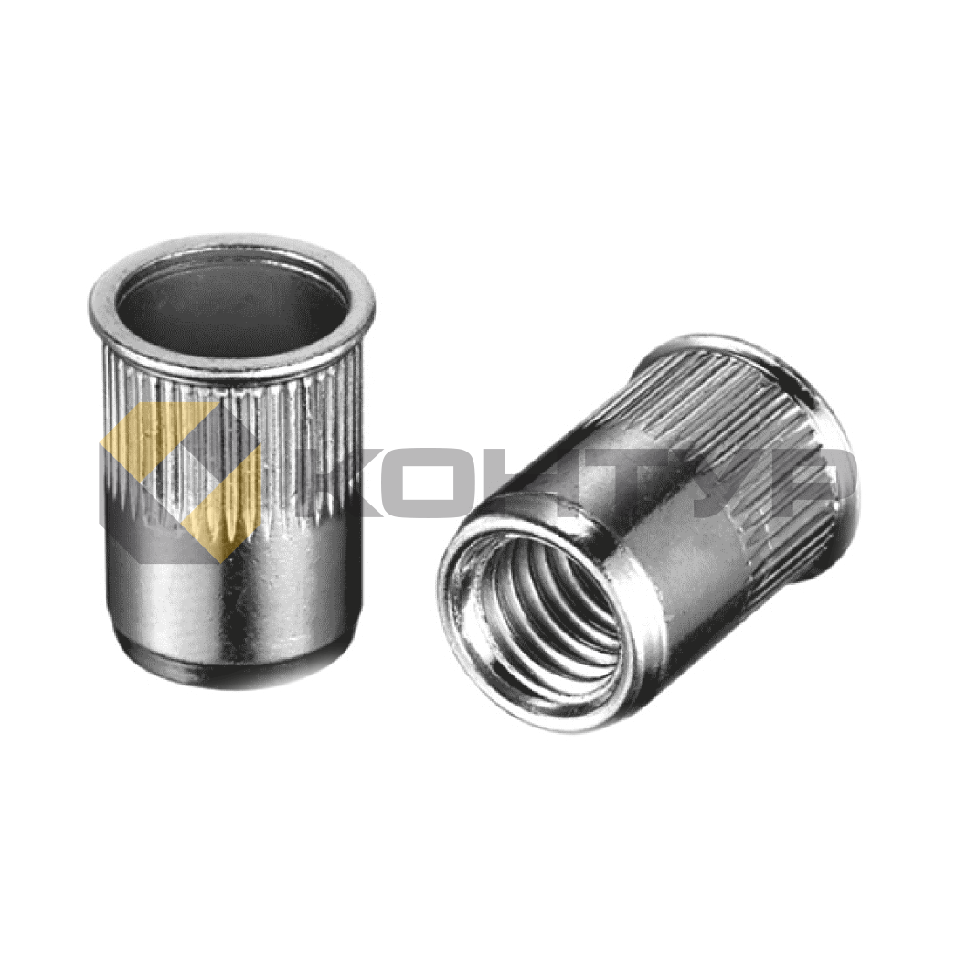 IX-ITRG M10 / 1021-2-10x19,5 INOX Заклепка резьбовая полнопроходная цилиндрическая с уменьшенным бортиком с насечкой нержавеющая сталь для металла толщиной от 0,8 до 3,5 мм, длина 19,5 мм